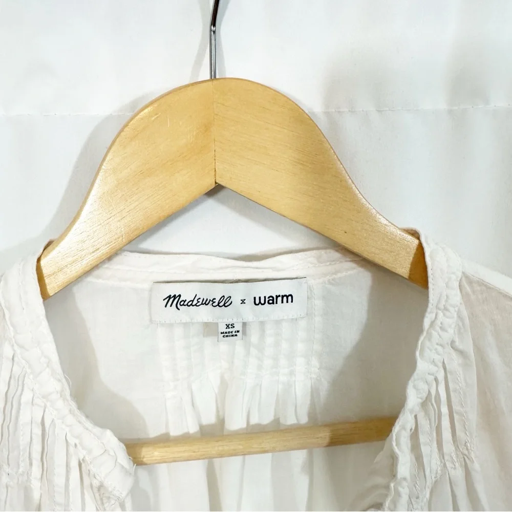 Madewelll X Warm Pintuck Tie Neck Top - Picture 10 of 12